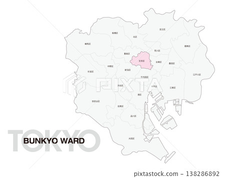 東京文京區位置圖，含區名。 138286892