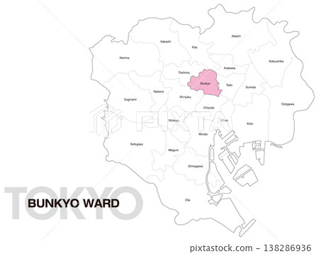 Location map of Bunkyo Ward, Tokyo (with ward names) (English) 138286936