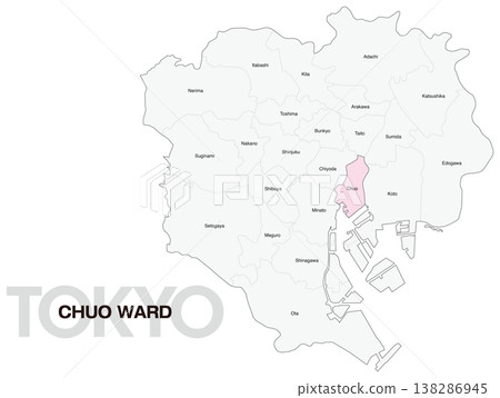 Location map of Chuo Ward, Tokyo (with ward names) (English) Location map of Chuo Ward, Tokyo (with ward names) (English) 138286945