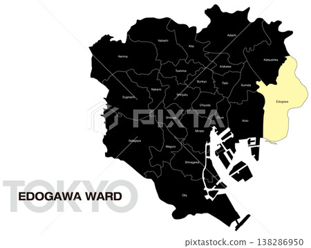 東京江戶川區位置圖(含區名)(英文) 東京江戶川區位置圖(含區名)(英文) 138286950