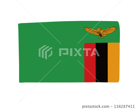 Cute Zambian flag icon - hand-drawn style flag illustration Cute Zambian flag icon - hand-drawn style flag illustration 138287411