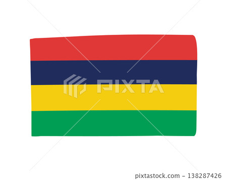 Cute Mauritius flag icon - hand-drawn style flag illustration Cute Mauritius flag icon - hand-drawn style flag illustration 138287426