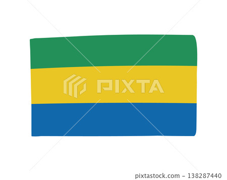 Cute Gabonese flag icon - hand-drawn style flag illustration 138287440