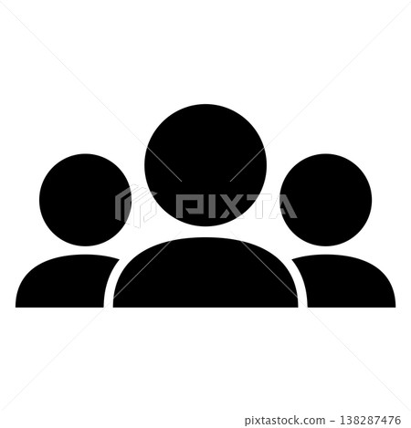 Three silhouette icons representing a team or community (monochrome, simple, business, group) 138287476