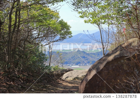 A viewpoint on the slopes of Mt. Suzuka, offering a panoramic view towards Lake Nishinoko. 138287878