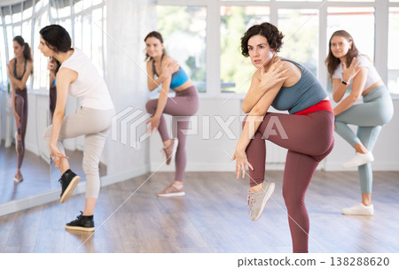 Group of women dancing hip hop in studio 138288620