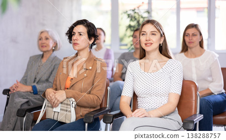 Portrait of students of different years on training session in lecture hall Portrait of students of different years on training session in lecture hall 138288757