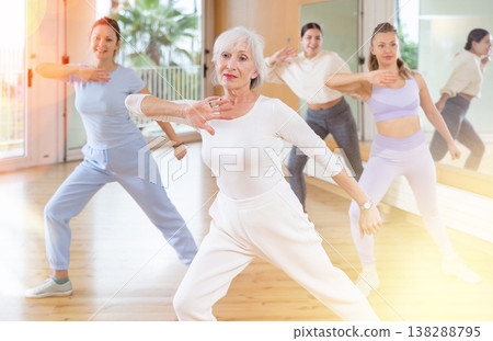 Group of women training sport dance in modern studio 138288795