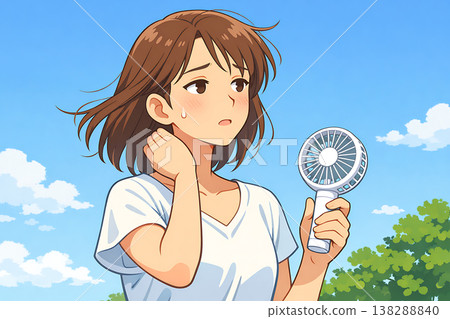 使用方便的風扇的女人 138288840