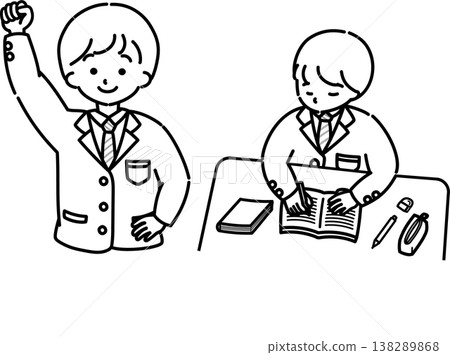 Student 2 sitting at a desk (line drawing) Student 2 sitting at a desk (line drawing) 138289868