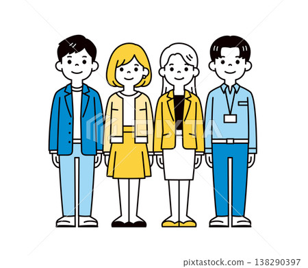 A set of simple full-body vector illustrations of businessmen and businesswomen in their teens and twenties. A set of simple full-body vector illustrations of businessmen and businesswomen in their teens and twenties. 138290397
