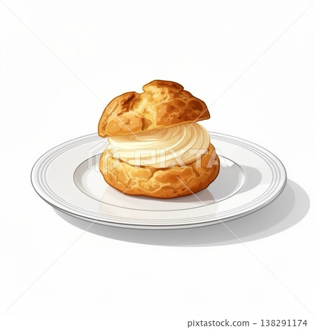 盤子裡的奶油泡芙 138291174