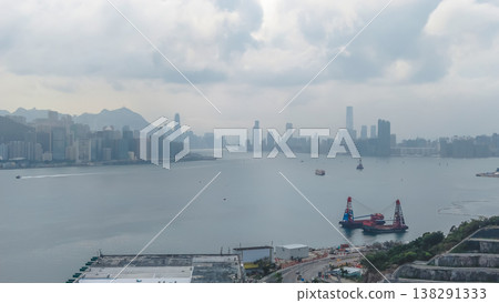 March 28 2026 Harbour skyline fading through heavy coastal haze, HK 138291333
