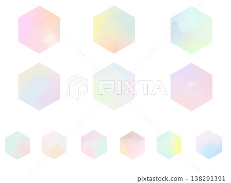 Pastel color hexagon frame set with gradient background material Pastel color hexagon frame set with gradient background material 138291391