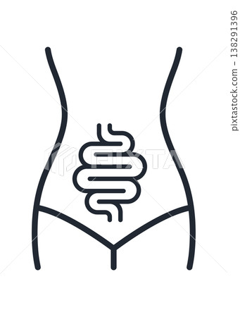 Minimalist Human Torso with Intestine Digestive System Stock Illustration. Minimalist Human Torso with Intestine Digestive System Stock Illustration. 138291396