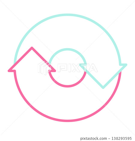Two rotating arrows (cycle arrow) - Vector illustration with outline - Single item Two rotating arrows (cycle arrow) - Vector illustration with outline - Single item 138293595