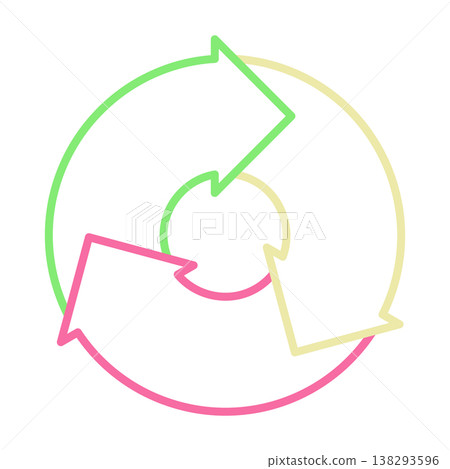 三個旋轉箭頭(循環箭頭)的彩色輪廓 - 向量圖 - 單件 三個旋轉箭頭(循環箭頭)的彩色輪廓 - 向量圖 - 單件 138293596