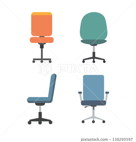 Personality Filled Office Chairs Flat Design Collection Personality Filled Office Chairs Flat Design Collection 138293597