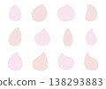 A set of loosely drawn, teardrop-shaped shapes in various forms (pink and red). 138293883
