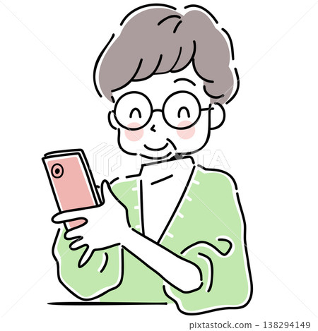 A smiling senior woman using her smartphone. A smiling senior woman using her smartphone. 138294149