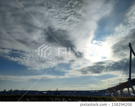 A sky full of clouds and a bridge A sky full of clouds and a bridge 138294208