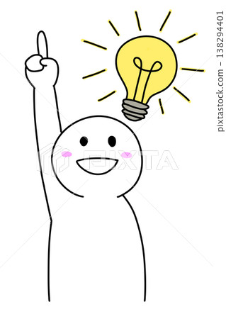 Illustration of a person who has had an idea (light bulb, flash of inspiration, simple) (Variation 3) Illustration of a person who has had an idea (light bulb, flash of inspiration, simple) (Variation 3) 138294401