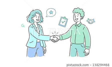 商界人士透過握手和微笑來建立信任。 138294468