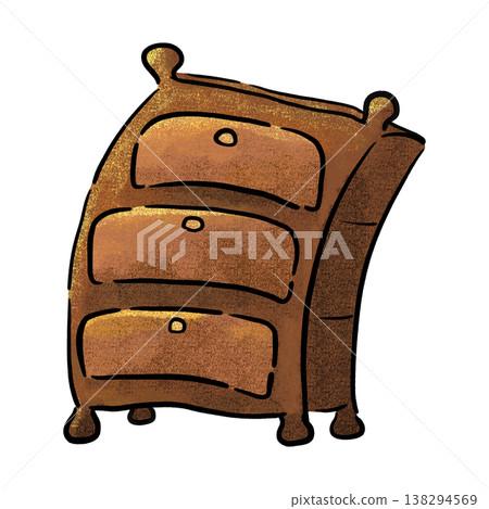 Whimsical slanted wooden chest of dresser isolated cartoon illustration Whimsical slanted wooden chest of dresser isolated cartoon illustration 138294569