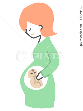 Illustration of a pregnant woman, viewed from the side, showing a baby inside her belly. Illustration of a pregnant woman, viewed from the side, showing a baby inside her belly. 138294620