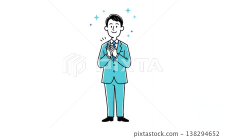 面帶微笑、鼓掌，表示祝賀和讚揚的商界人士。 138294652