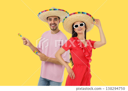 Young couple dances to music for Cinco de Mayo Young couple dances to music for Cinco de Mayo 138294750