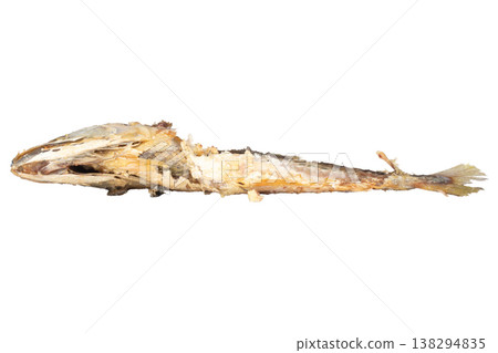 Fried mackerel carcasses on a white background Fried mackerel carcasses on a white background 138294835