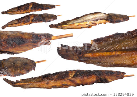 Grilled catfish on a white background thai 138294839