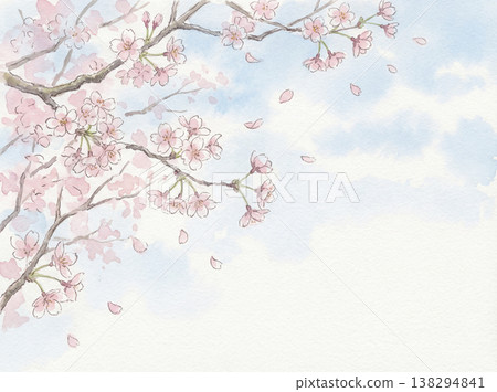 水彩手繪櫻花 138294841