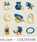 Ramadan celebration collection featuring festive icons and symbols. 3D render illustration 138295086