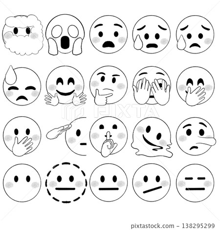 Simple icons of faces with various expressions Simple icons of faces with various expressions 138295299