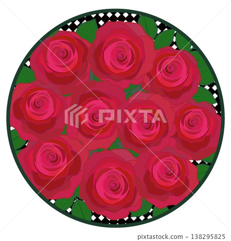 A red rose illustration with a circular harlequin check pattern. A red rose illustration with a circular harlequin check pattern. 138295825