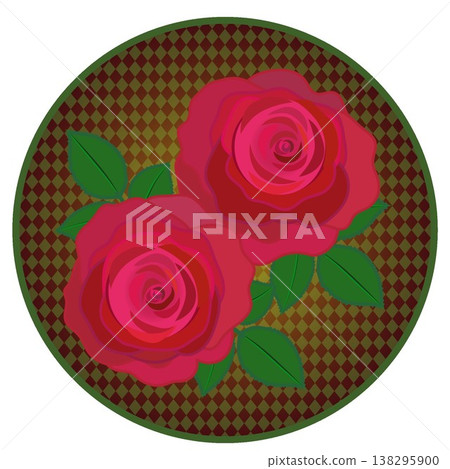 A red rose illustration with a circular harlequin check pattern. A red rose illustration with a circular harlequin check pattern. 138295900