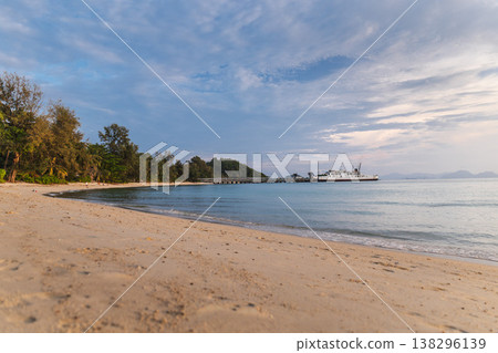 Lipa Noi beach with ferry pier and calm tropical sea on Koh Samui island Thailand Lipa Noi beach with ferry pier and calm tropical sea on Koh Samui island Thailand 138296139
