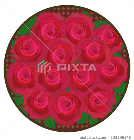 A red rose illustration with a circular harlequin check pattern. A red rose illustration with a circular harlequin check pattern. 138296146