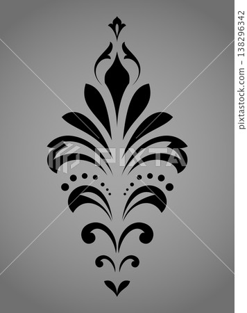 Damask graphic ornament. Floral design element. Black and gray vector pattern 138296342