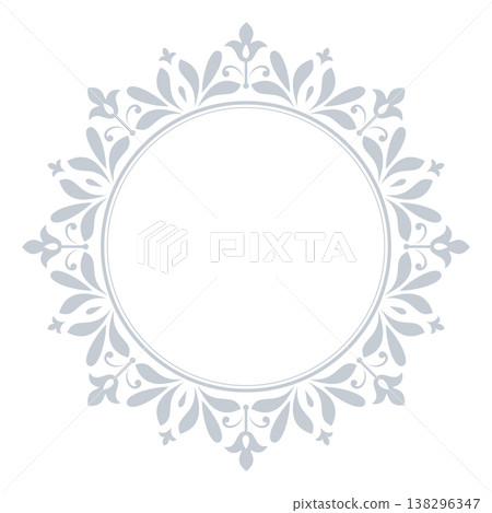 Decorative frame Elegant vector element for design in Eastern style, place for text. Floral gray and white frame. Lace illustration for invitations and greeting cards 138296347