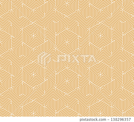 Abstract geometric pattern with stripes, lines. Seamless vector background. White and golden ornament. Simple lattice graphic design 138296357