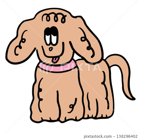 Cute hand drawn illustration of puppy shape wearing pink collar for decoration, dog cartoon, characters, comic, pet shop, vet, adopt rescue animal, foster home, shelter, house, park, yard, playtime Cute hand drawn illustration of puppy shape wearing pink collar for decoration, dog cartoon, characters, comic, pet shop, vet, adopt rescue animal, foster home, shelter, house, park, yard, playtime 138296402