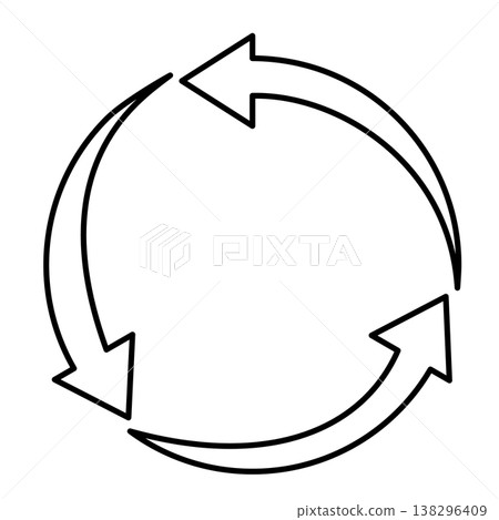 A 3D-style, three-dimensional recycling loop arrow icon symbolizing eco-friendliness and a circular economy. 138296409