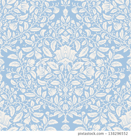 Classic Symmetrical Baroque Floral Tapestry Design 138296552