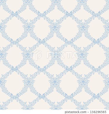 Classic Light Blue Botanical Ogee Lattice 138296565