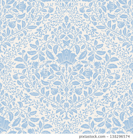 Navy Blue Floral Trellis Damask Pattern Navy Blue Floral Trellis Damask Pattern 138296574