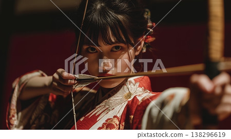 練習弓道的女子 138296619