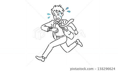 一個商人因為快要遲到了而驚慌失措地奔跑。 一個商人因為快要遲到了而驚慌失措地奔跑。 138296624